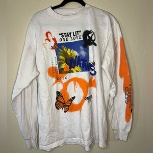 PacSun men’s white long sleeve graphic tee. Size L